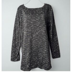 Merona Tunic‎ Top Women XL Black White Space Dye Long Sleeve Back Zip